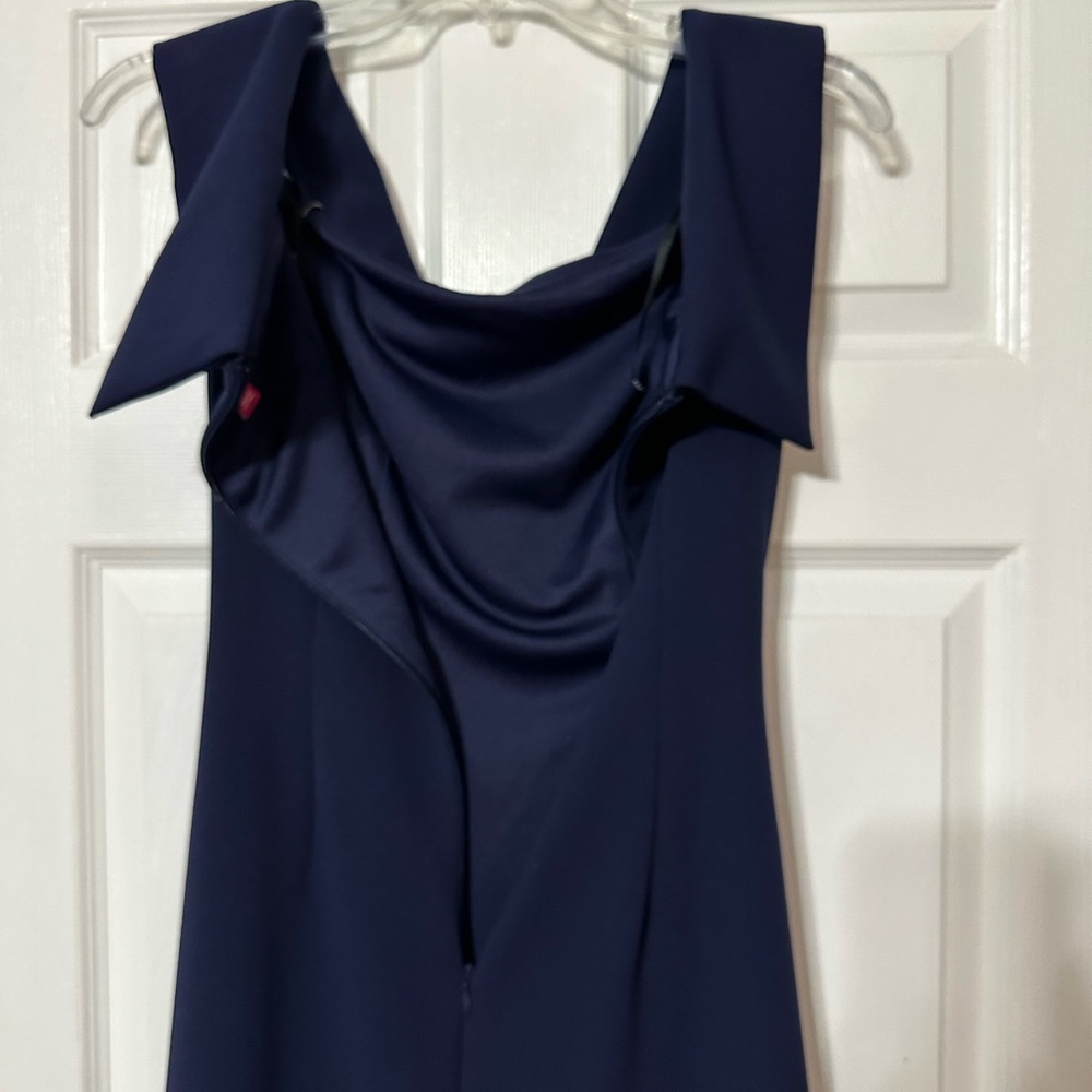 Vince Camuto Off Shoulder Crepe Flounced Cocktail Dress - Picture 13 of 15